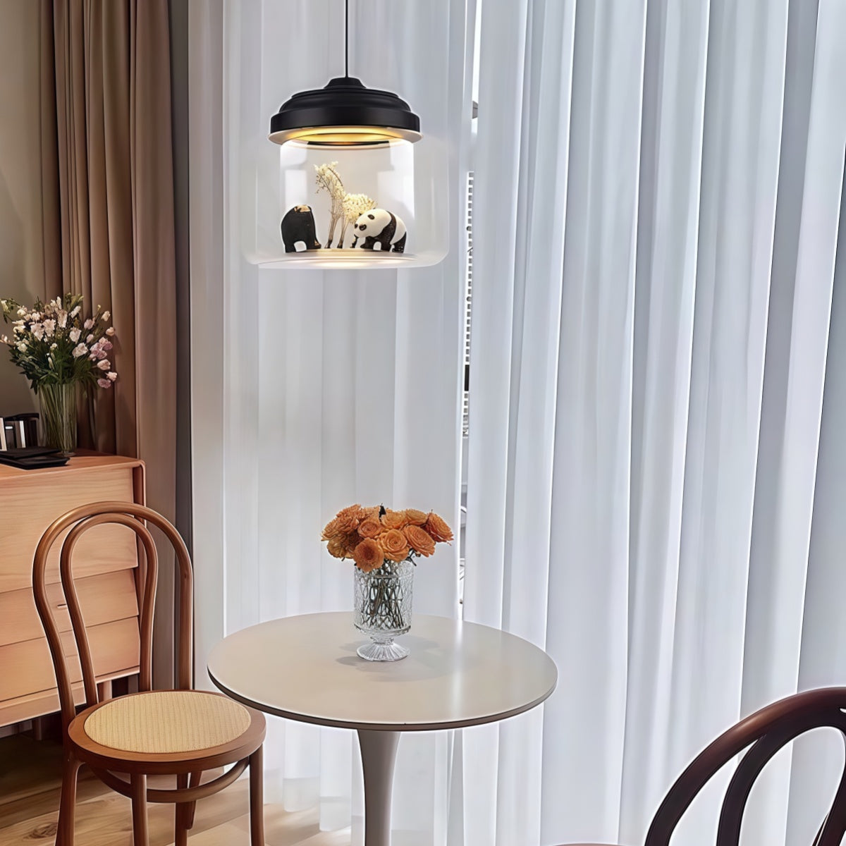 Creative Bell Jar Glass Pendant Light – Clear Zoo-Inspired Hanging Lamp